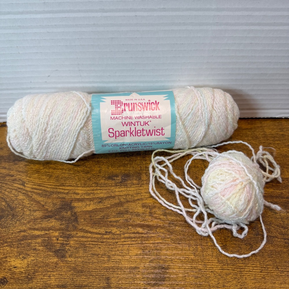 VTG Brunswick Wintuk Sparkletwist‎ Yarn 791 Pastel Ombre Baby Knitting Crochet